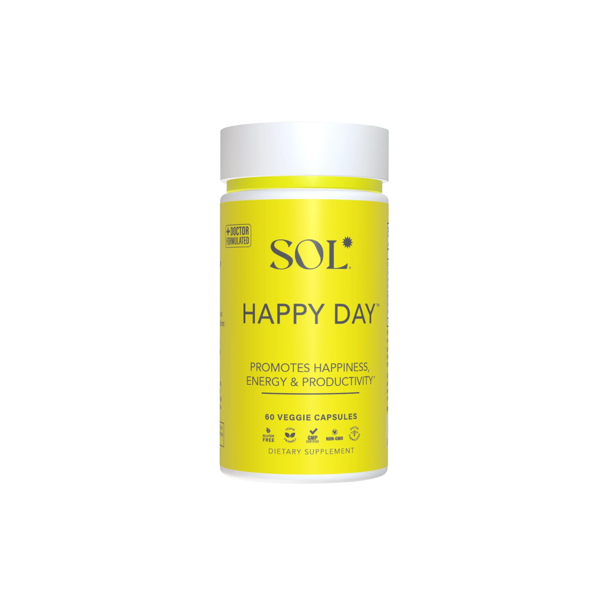 Happy Day herbal supplement bottle - Mind & Mood collection - SOL Nutrition