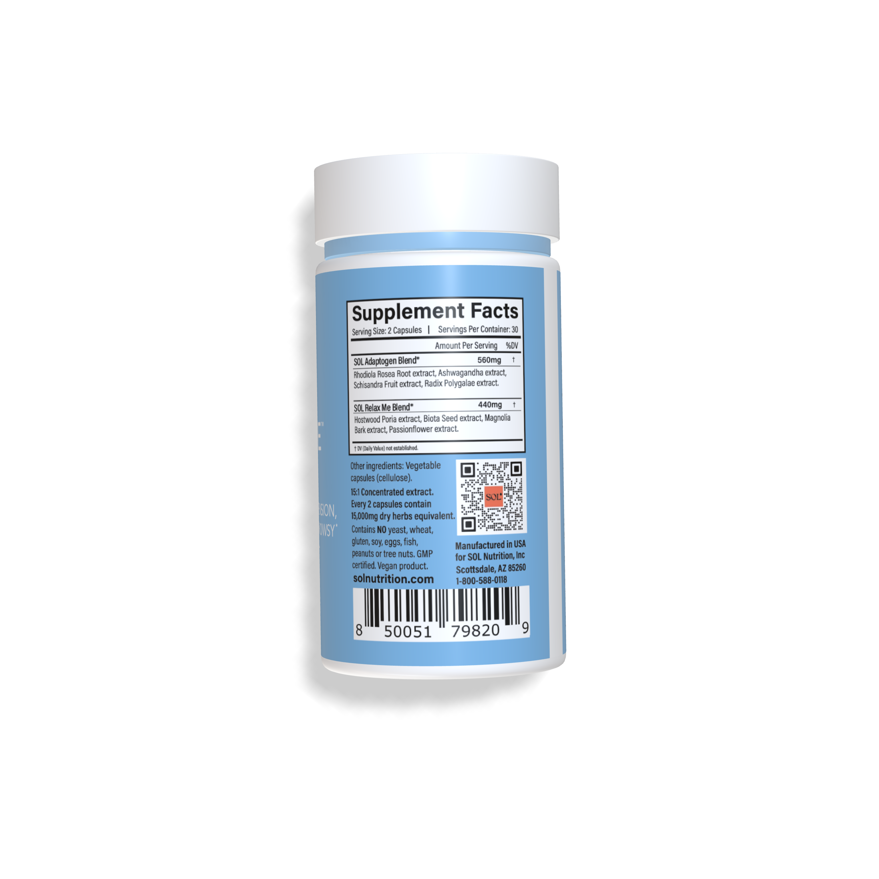 Relax Me Natural Supplements for Relaxation - Herbal Blend - SOL Nutrition