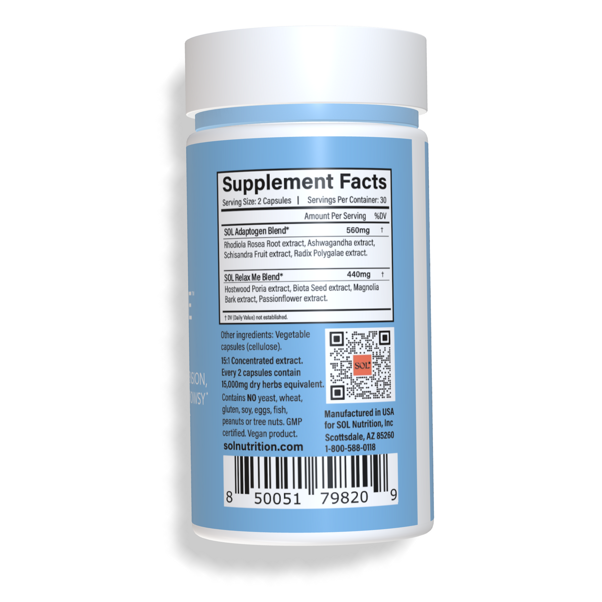 Relax Me Natural Supplements for Relaxation - Herbal Blend - SOL Nutrition