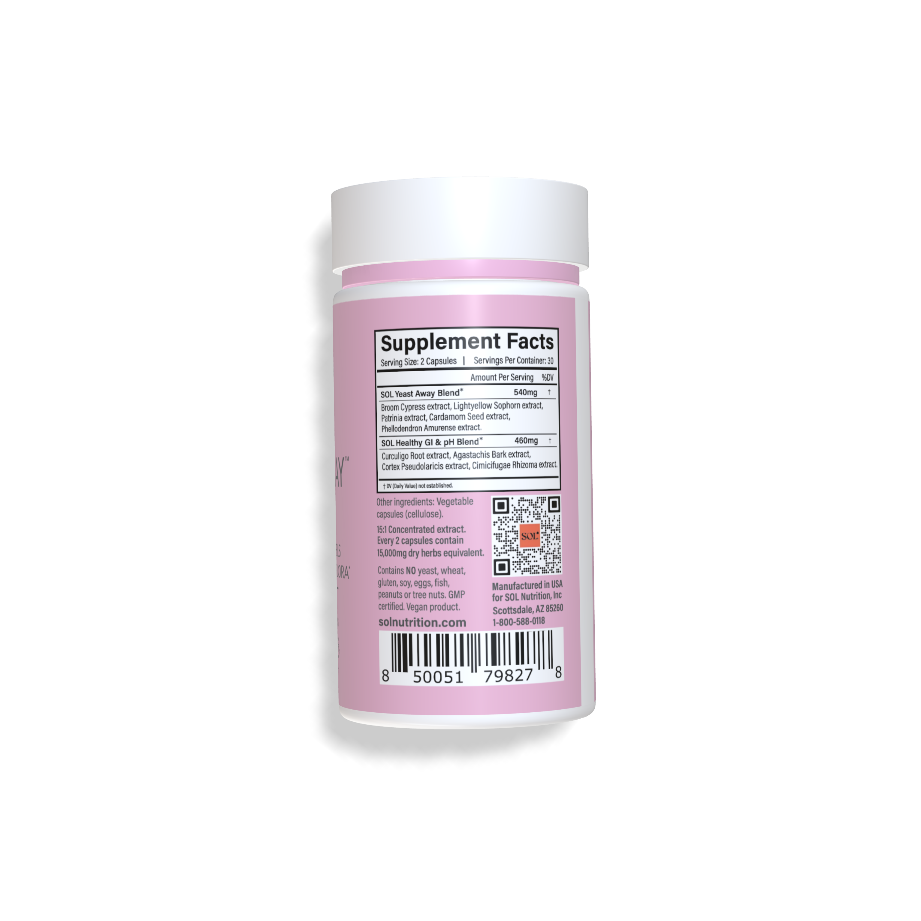 Yeast Away - pH Balance Supplement Facts - SOL Nutrition