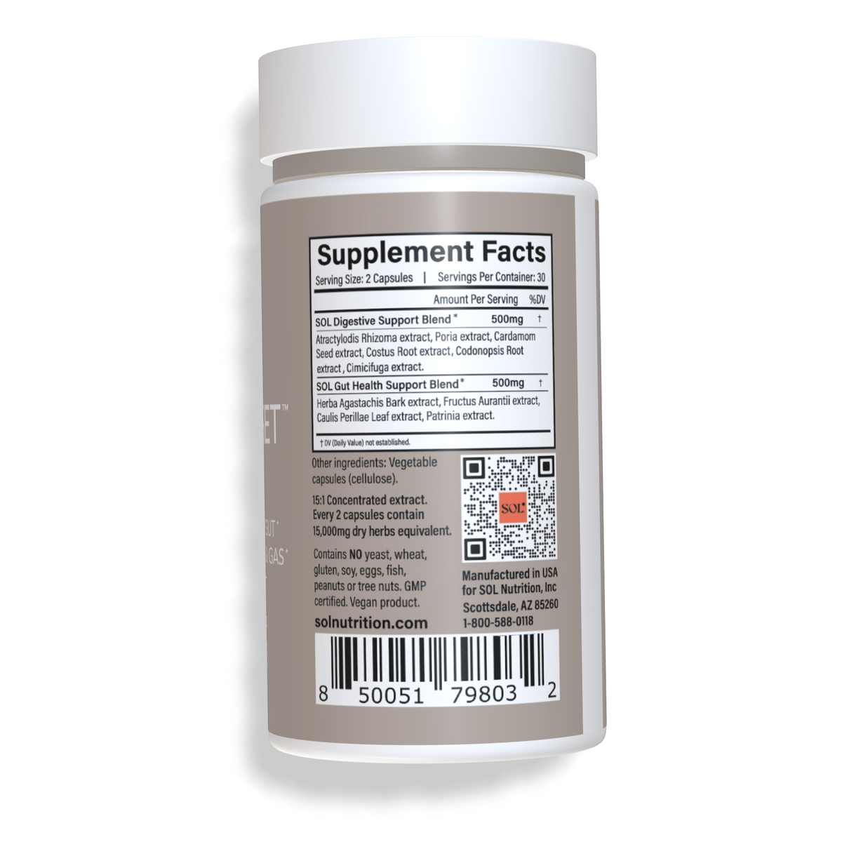 BELLY RESET - Gut Health Supplement - Ingredients - SOL Nutrition