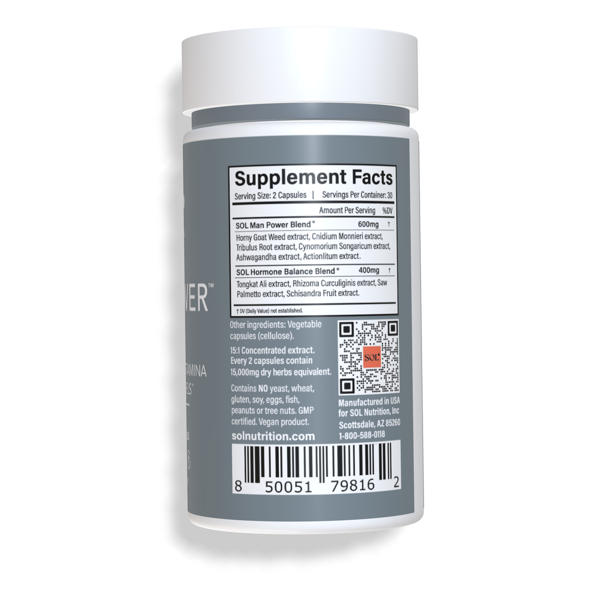Man Power - men's energy supplement facts - SOL Nutrition