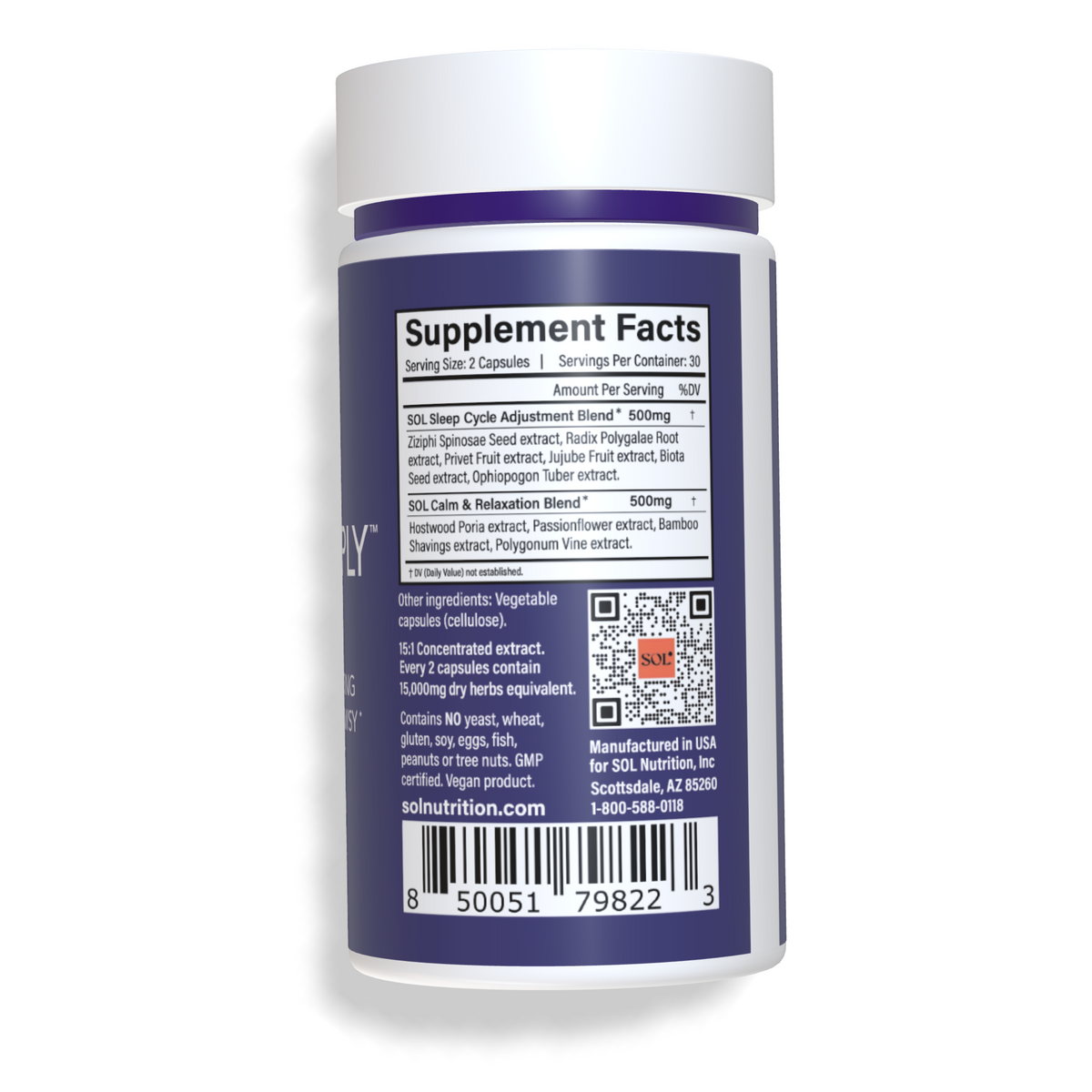 SLEEP DEEPLY - deep sleep supplement facts - SOL Nutrition