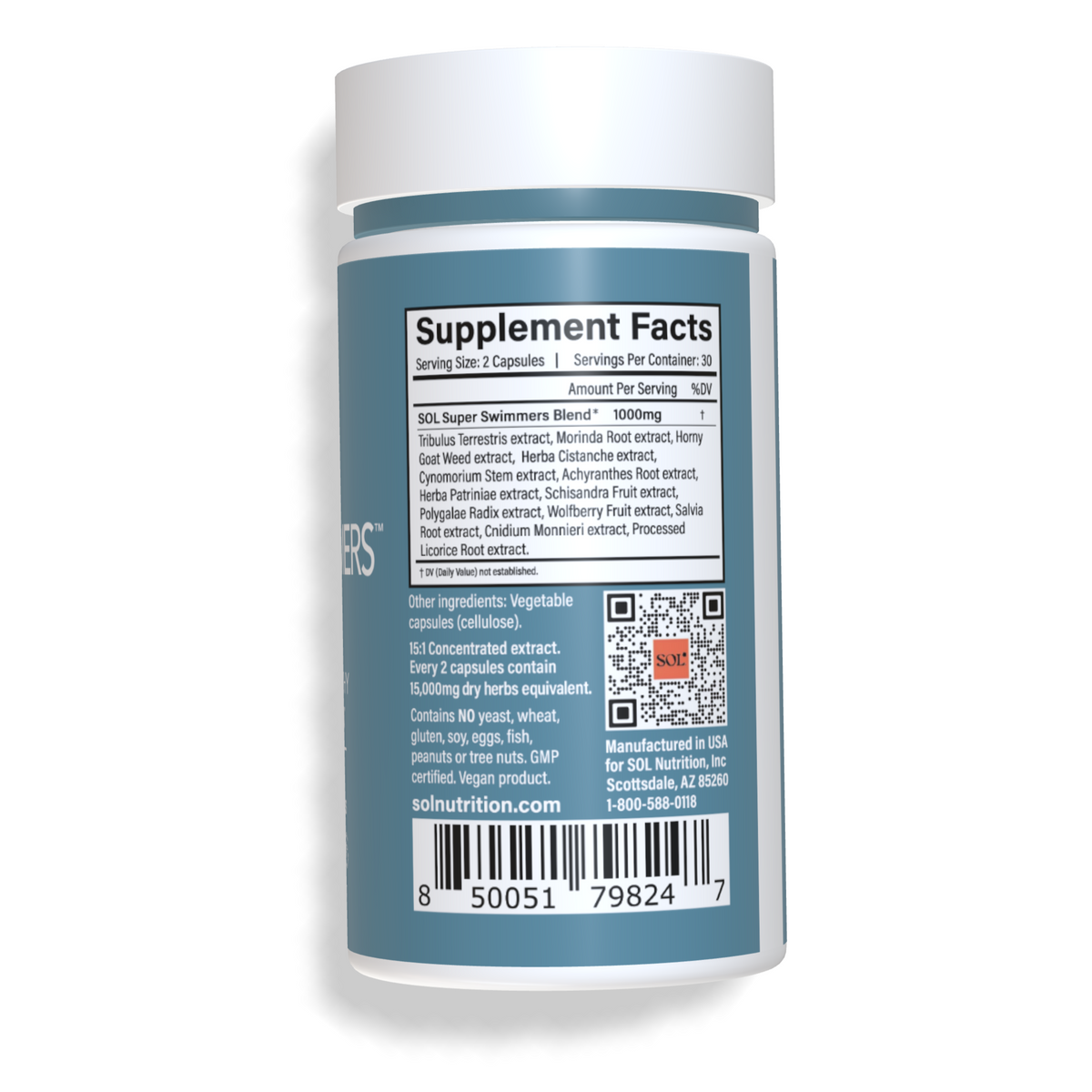 Super Swimmers supplement facts - SOL Nutrition