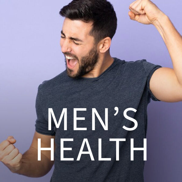 man exclaims with mens health in white font 