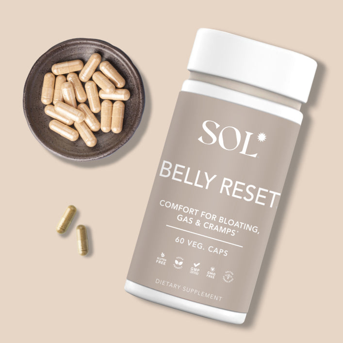 sol belly reset product photo capsules displayed