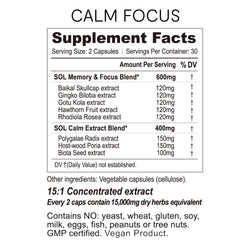 Collection of supplement facts calm focus in a gallery layout