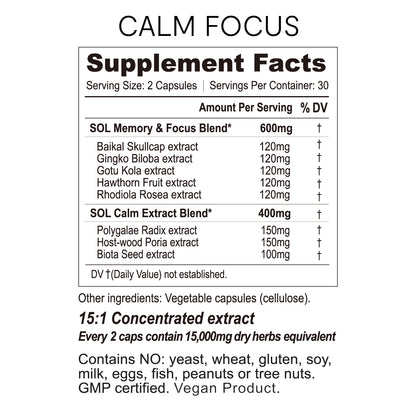 supplement facts calm focus