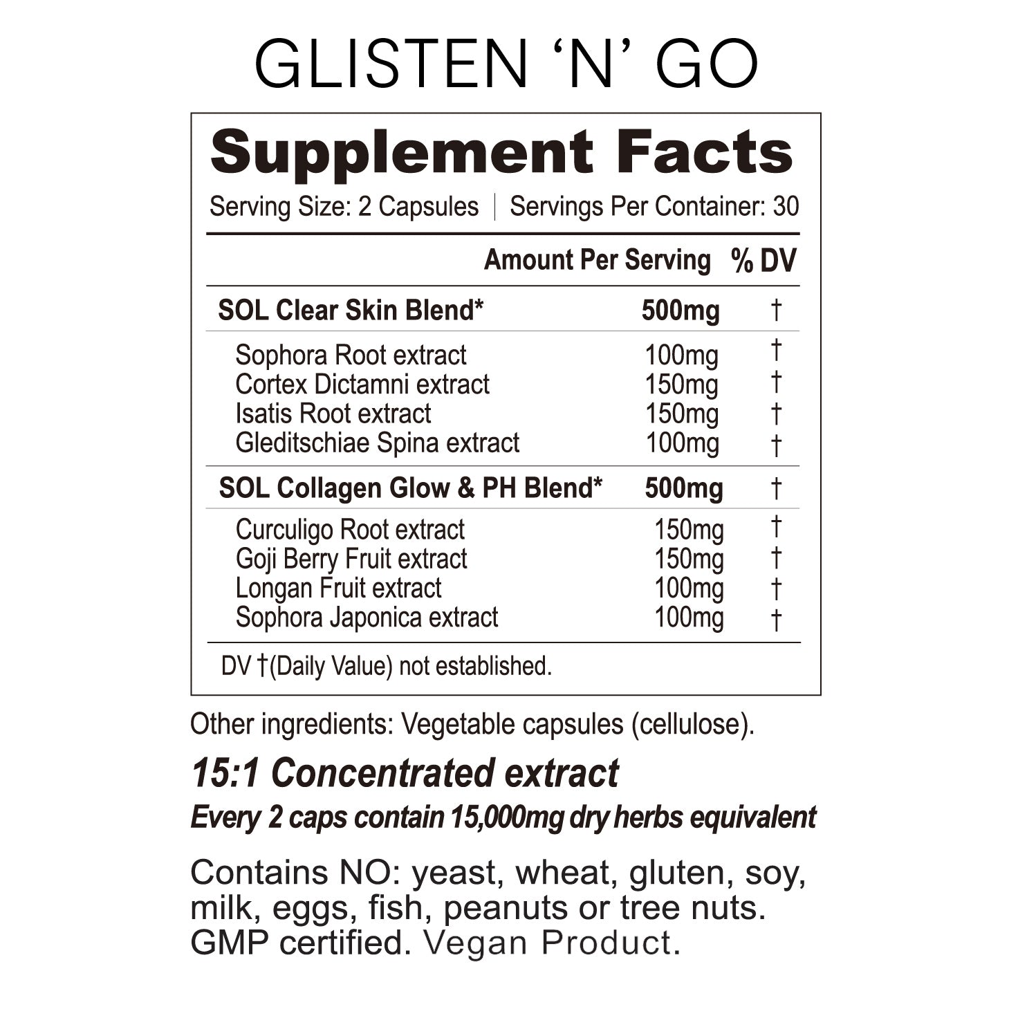 glisten n go supplement facts