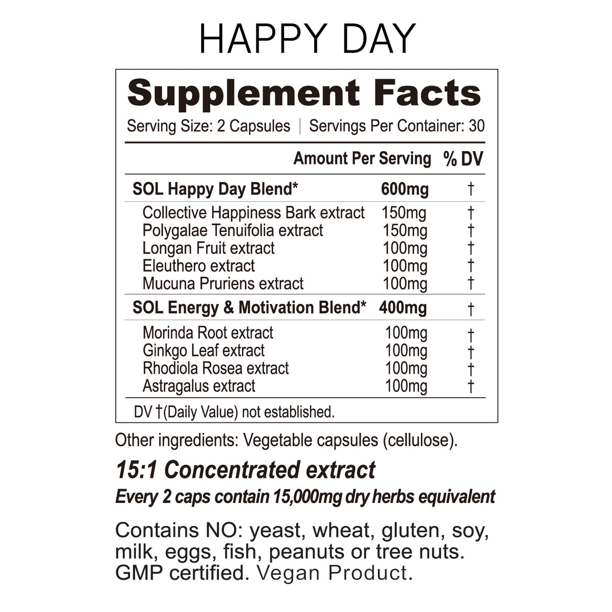 happy day supplements ingredient 