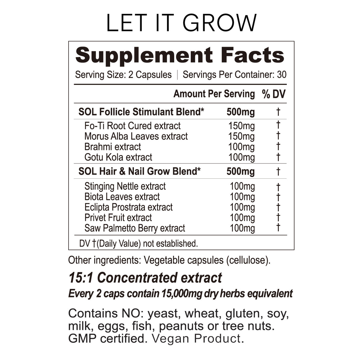 let it grow supplement facts