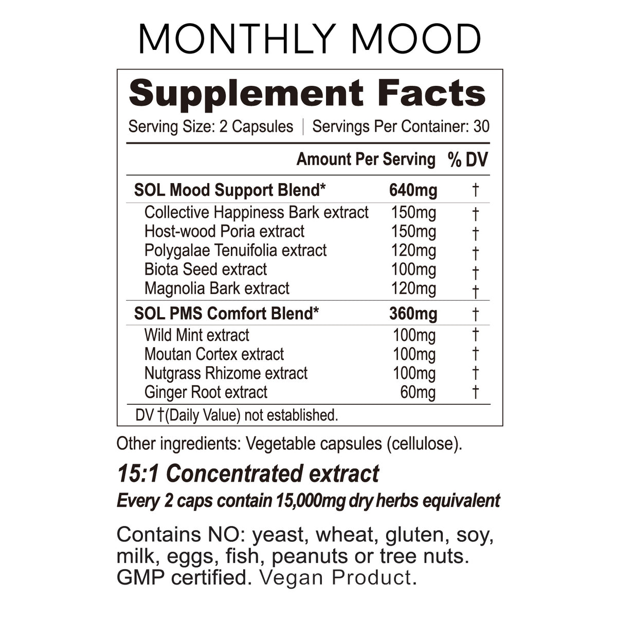 monthly mood supplement facts