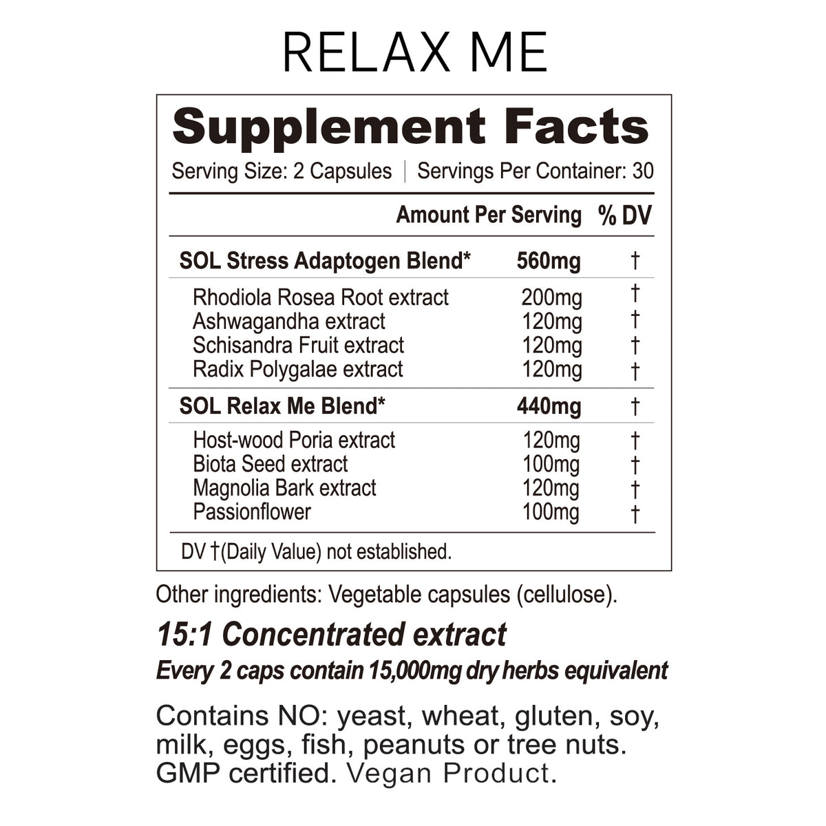 Relax Me Supplement Ingredients