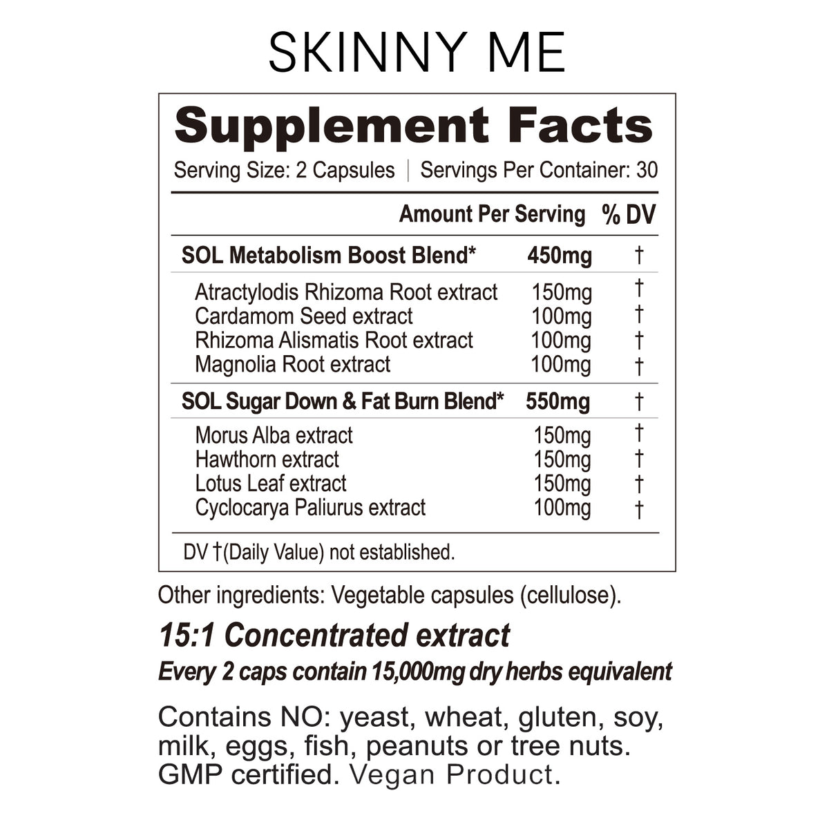 skinny me supplement facts
