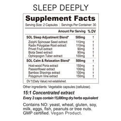 Collection of sleep deeply supplement facts in a gallery layout